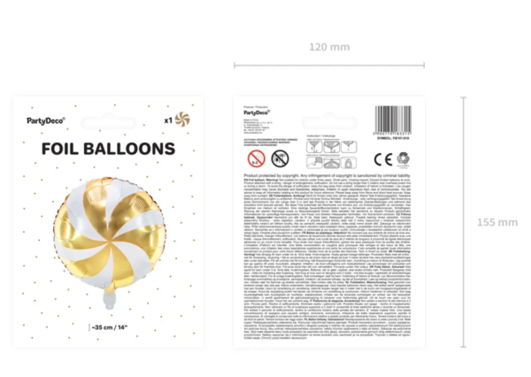 Folienballon rund - Candy Ballon gold-weiß - ø 45cm